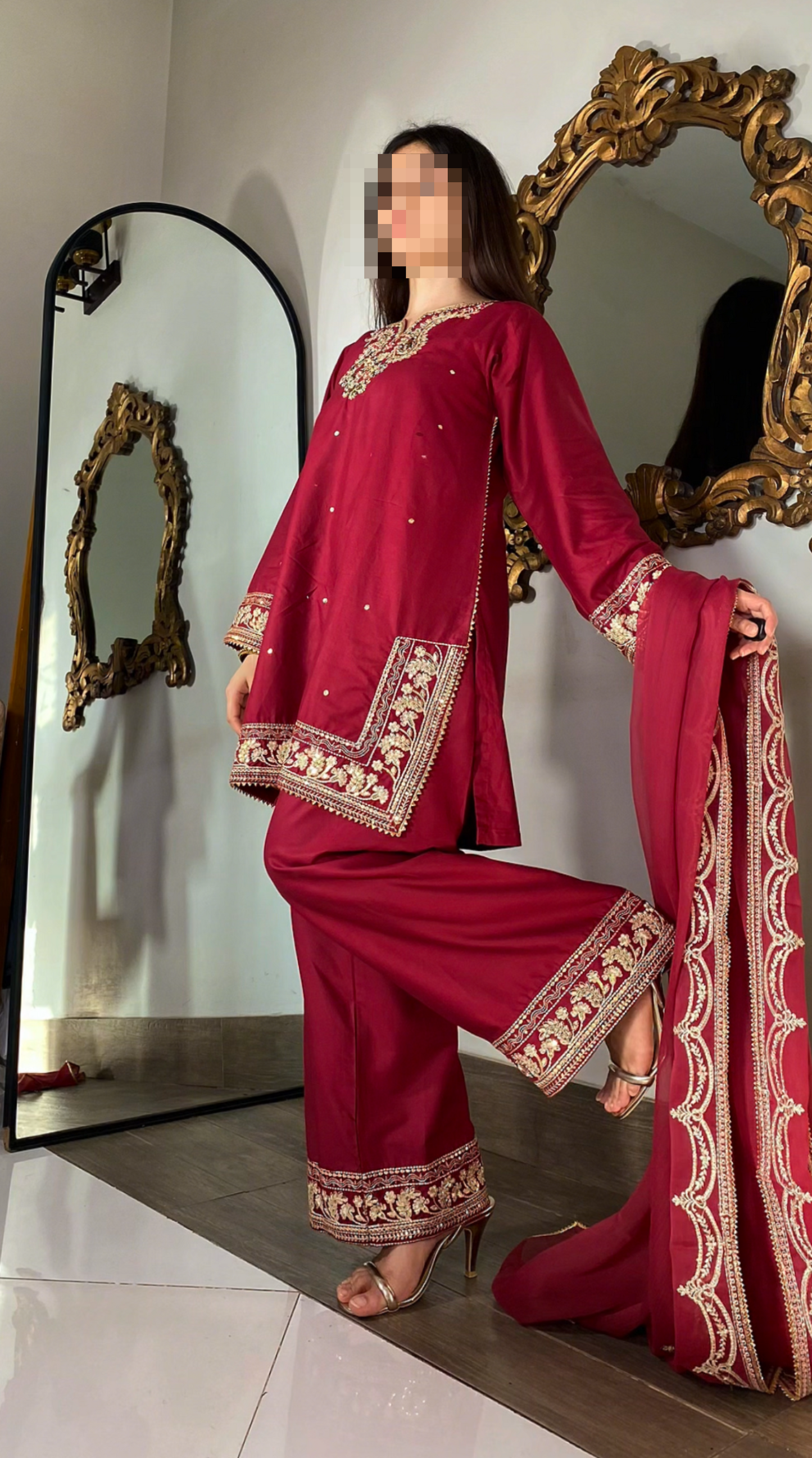 Amna Khurram – Premium Viscose Embroidered 3 Piece Suit with Chiffon Dupatta