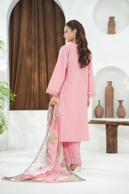 Amna Khuram – Peach JAL Embroidery Neck Cotton Lawn 3PC Stitched