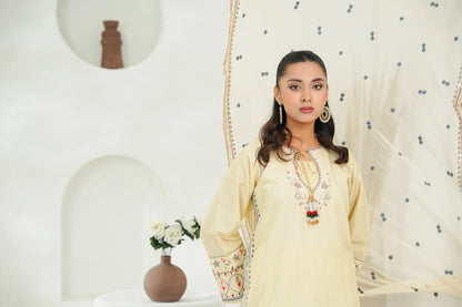 Amna Khuram – SKIN Embroidered 3PC Cotton Lawn Stitched Outfit