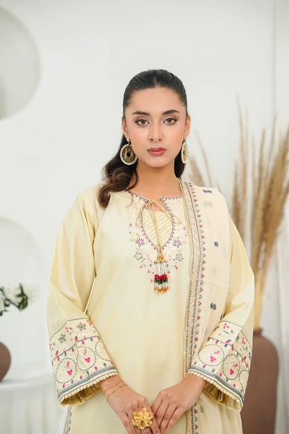 Amna Khuram – SKIN Embroidered 3PC Cotton Lawn Stitched Outfit
