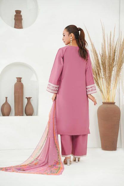 Amna Khuram – LILAC Cut Dana Emb Neck 3PC Cotton Lawn Stitched Suit