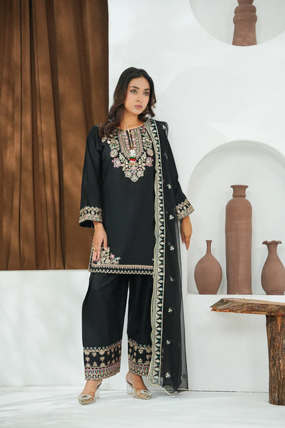 Amna Khuram – BLACK Charizma Style 3PC Cotton Lawn Stitched Suit