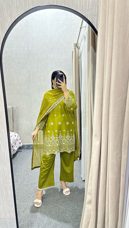 Amna Khurram Embroidered Lawn Cotton Stitched 3 Piece Suit