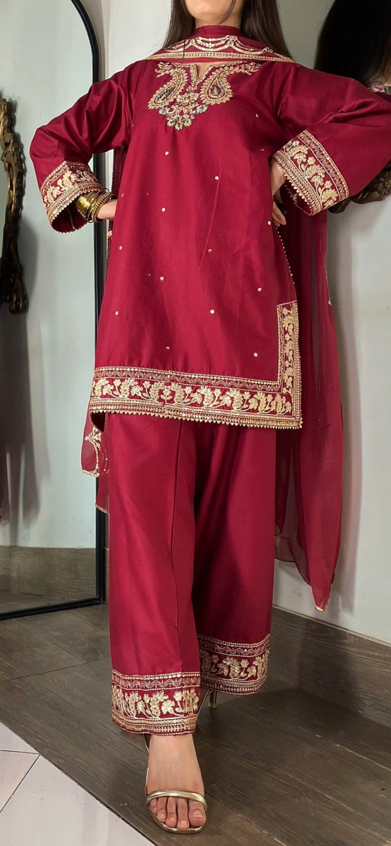 Amna Khurram – Premium Viscose Embroidered 3 Piece Suit with Chiffon Dupatta