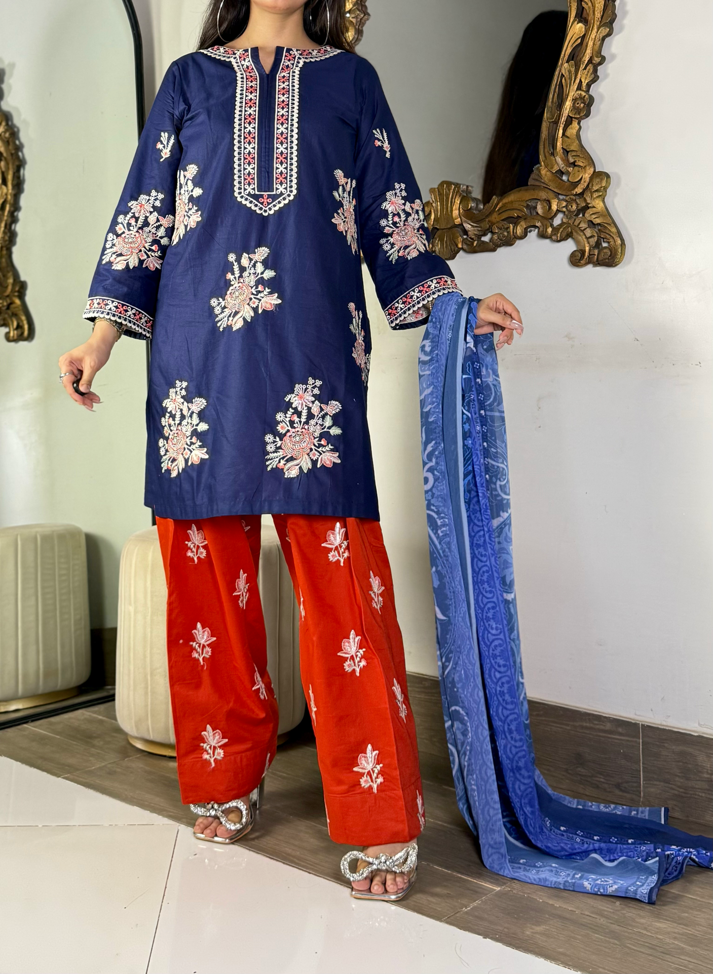 Amna Khurram Embroidered Lawn Stitched 3 Piece Suit