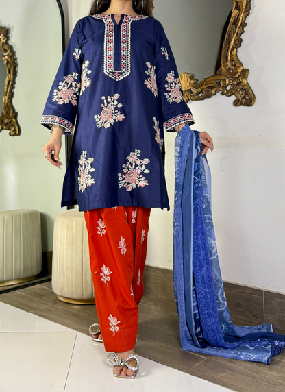 Amna Khurram Embroidered Lawn Stitched 3 Piece Suit