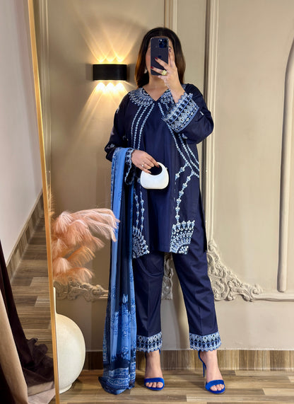 Amna Khurram Embroidered Lawn Cotton Stitched 3 Piece Suit