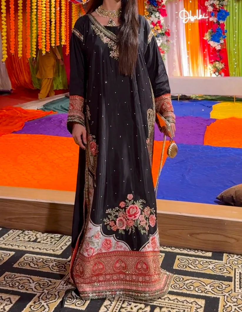 Amna Khurram Silk Embroidered Kaftan Stitched 3 Piece Suit