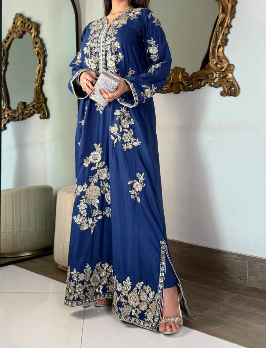 Amna Khurram Premium Raw Silk Kaftan Stitched 2 Piece Suit