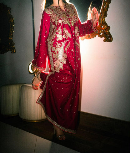 Amna Khurram Premium Raw Silk Kaftan Stitched 2 Piece Suit