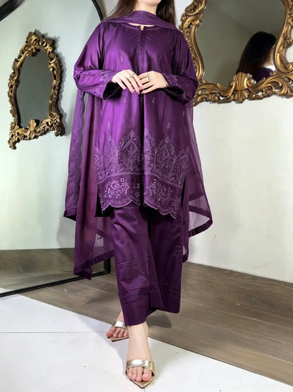 Amna Khurram Embroidered Lawn Cotton Stitched 3 Piece Suit