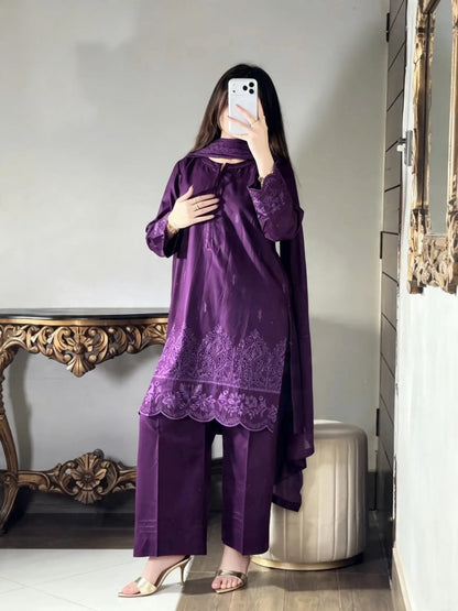 Amna Khurram Embroidered Lawn Cotton Stitched 3 Piece Suit