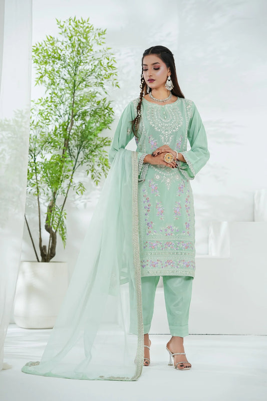 Elegant Cotton Silk Embroidered 3PC Suit