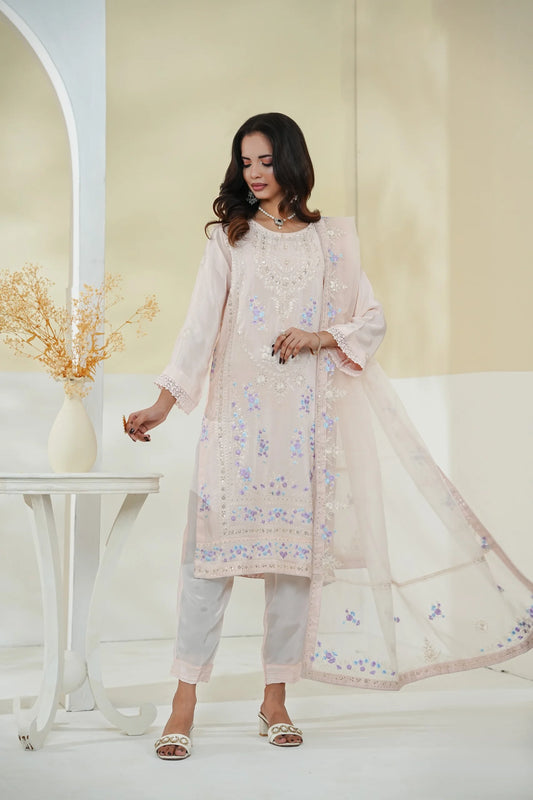 Elegant Cotton Silk Embroidered 3PC Suit