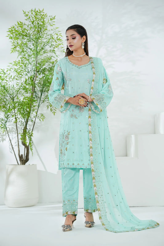 Silk Embroidered 3PC Suit – Full Embellished Luxury