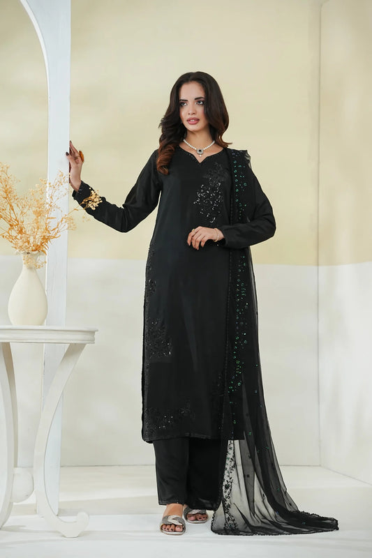Cotton Silk Embroidered 3PC Suit – Elegant Long Shirt Design